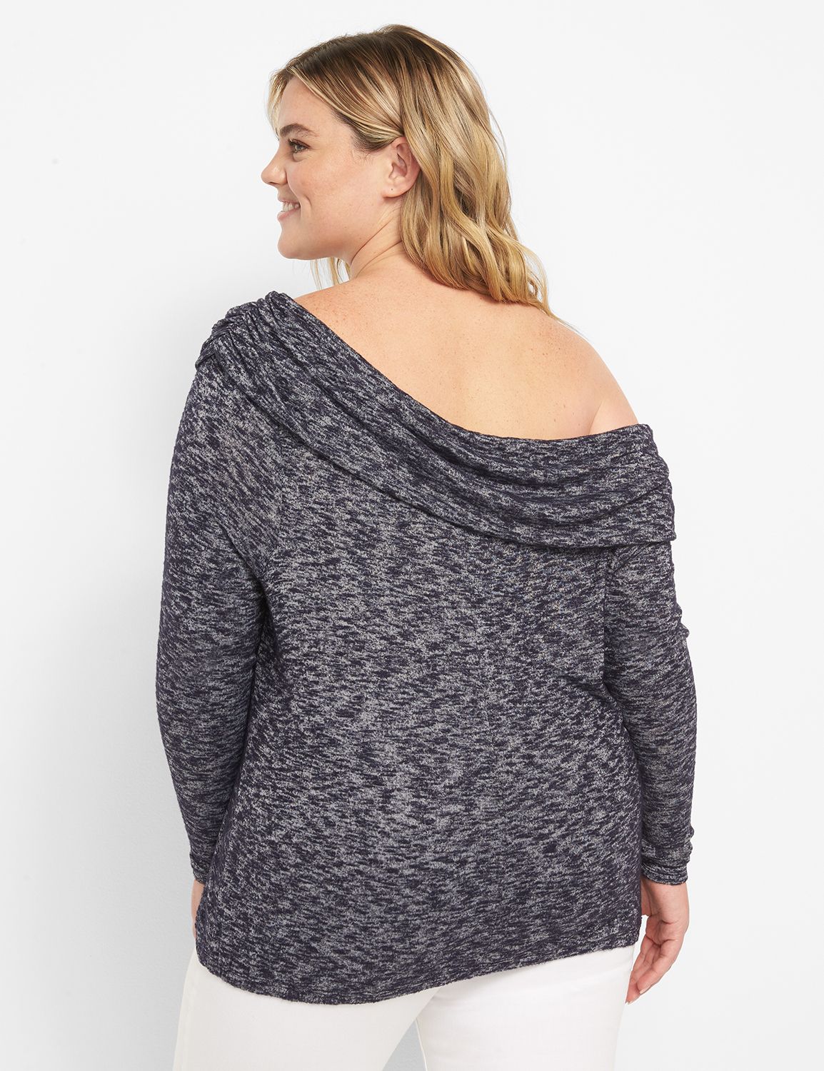 Long Sleeve Single Shoulder Knit To Product Image 2