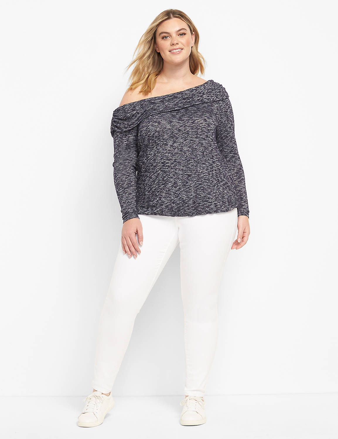 Long Sleeve Single Shoulder Knit To Product Image 3