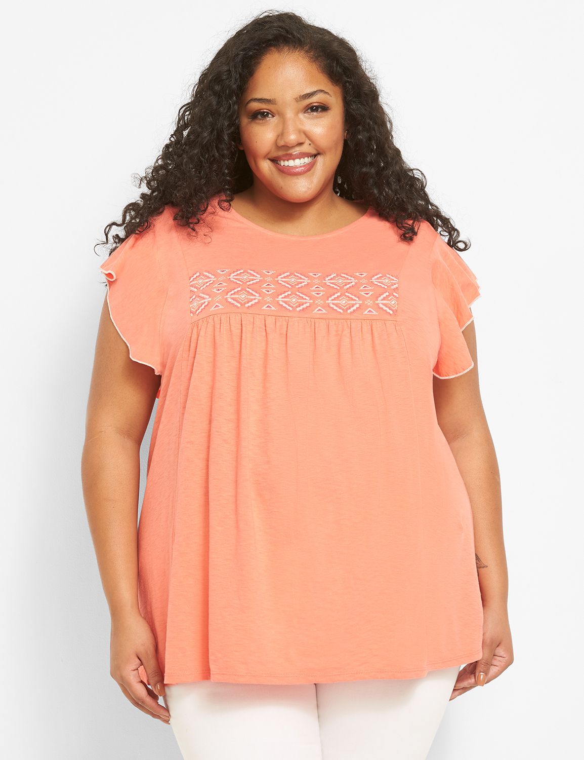 Cap Flutter Sleeve Crew Neck Swing Product Image 1