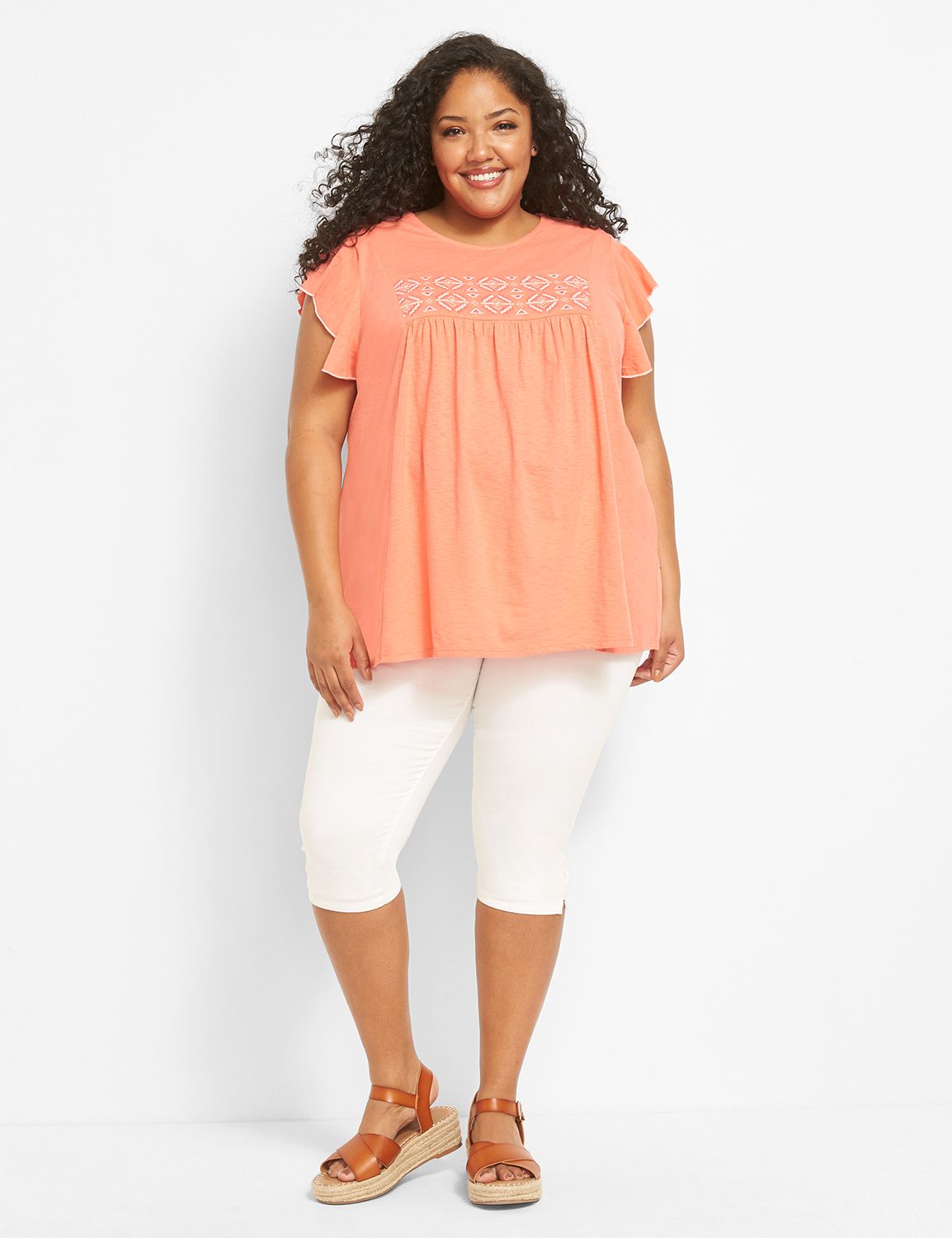 Cap Flutter Sleeve Crew Neck Swing Product Image 3