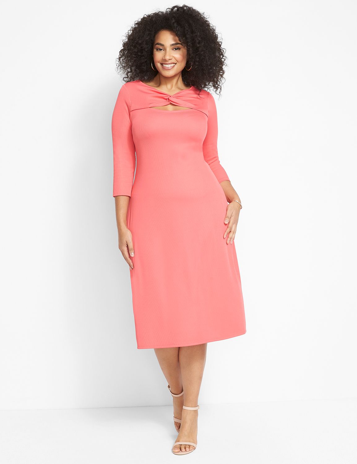 3/4 Sleeve Twist Neck Bodycon 11258