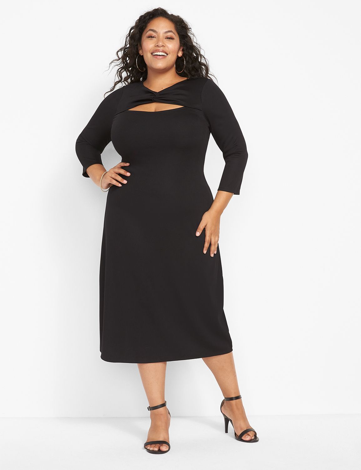 3/4 Sleeve Twist Neck Bodycon 11258