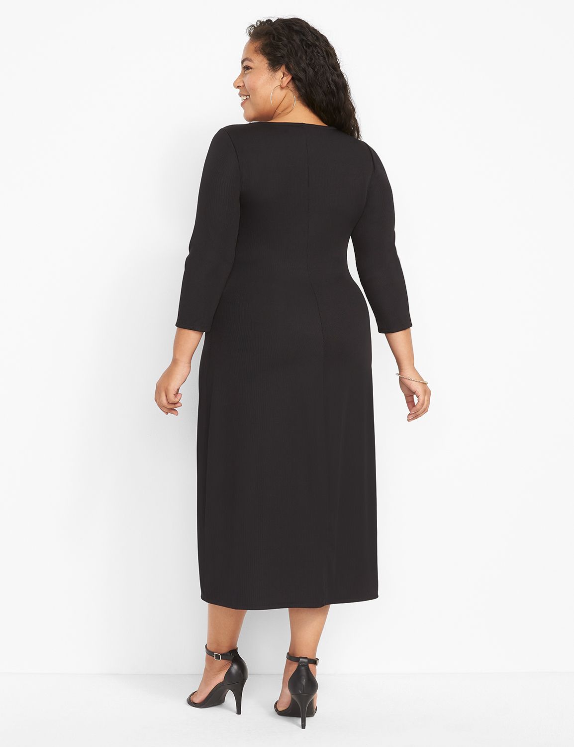 3/4 Sleeve Twist Neck Bodycon 11258 Product Image 2