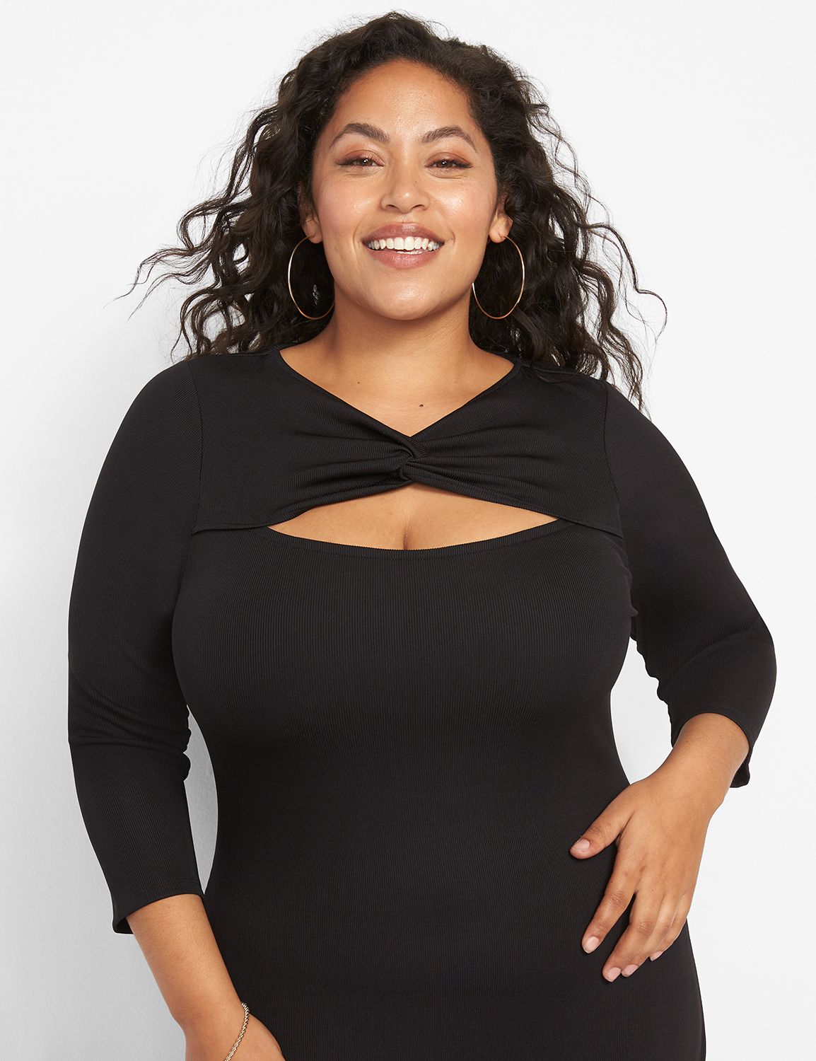 Twist-Neck Bodycon Dress