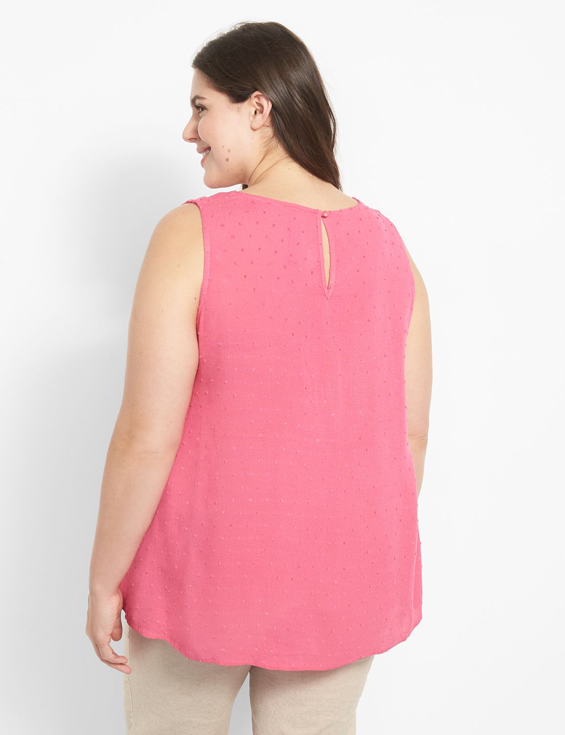 Sleeveless Crew Neck Crochet Yoke T