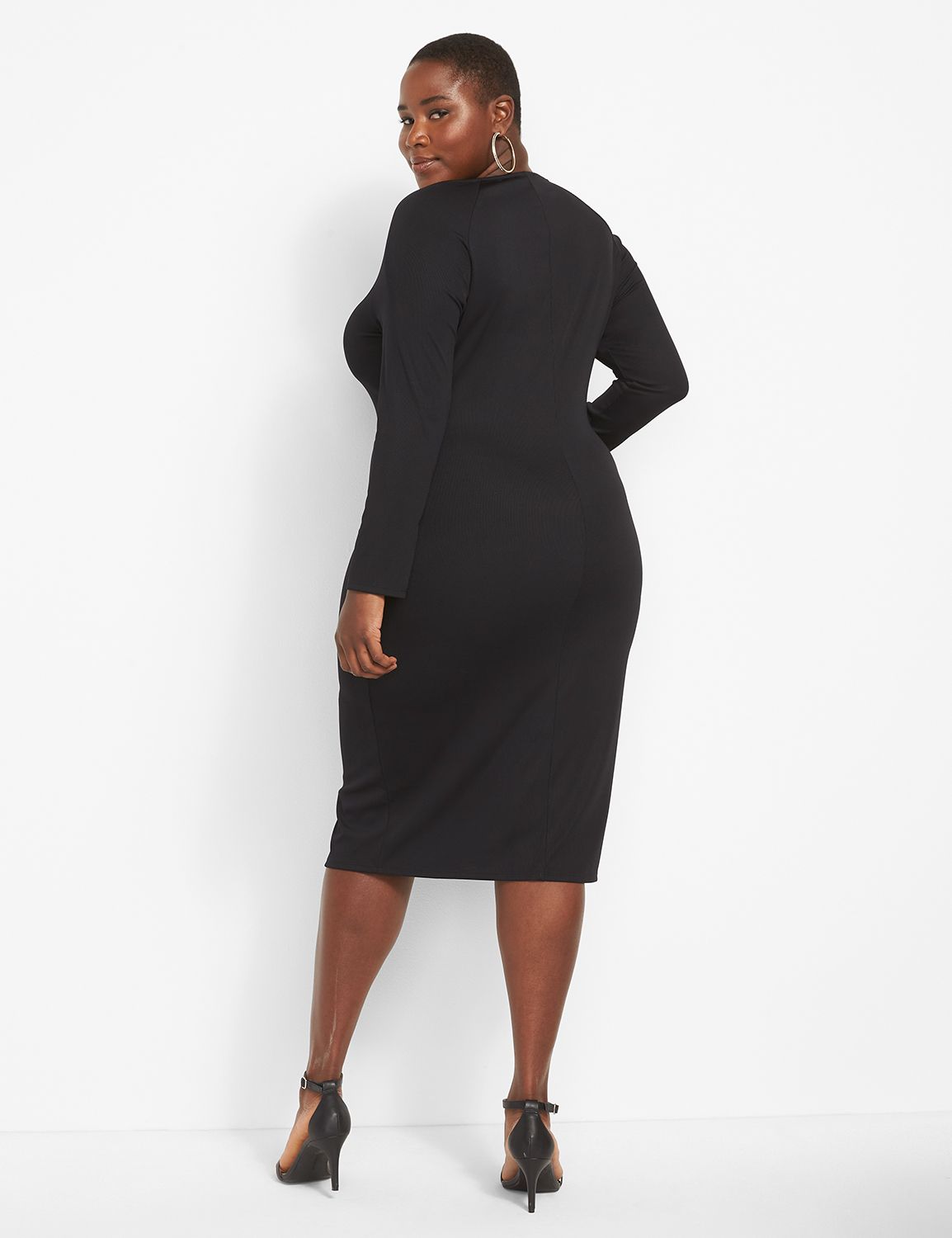 Square neck ribbed outlet dress