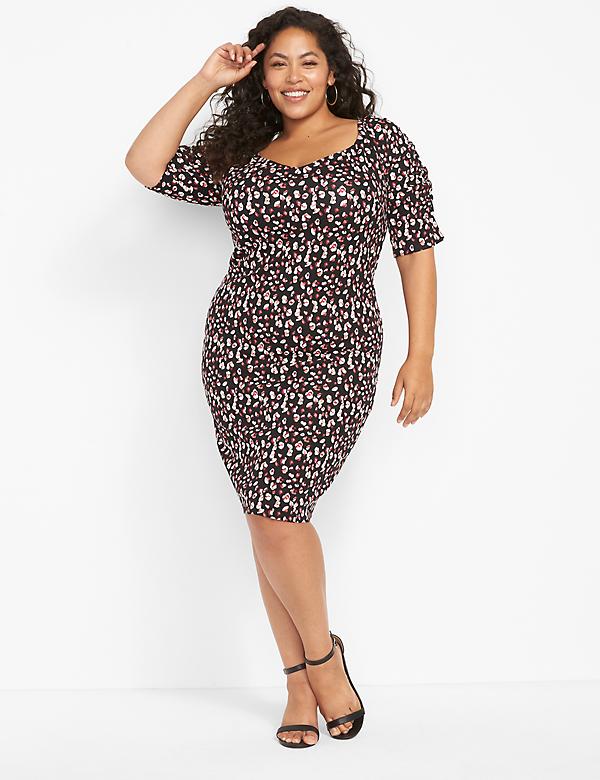 Perfect Ruched-Sleeve Bodycon Dress - Ponte