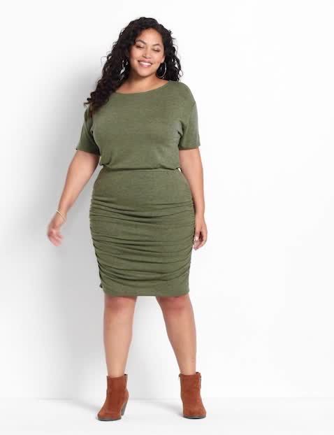 Elbow Sleeve Mock Neck Side Ruched image number 0