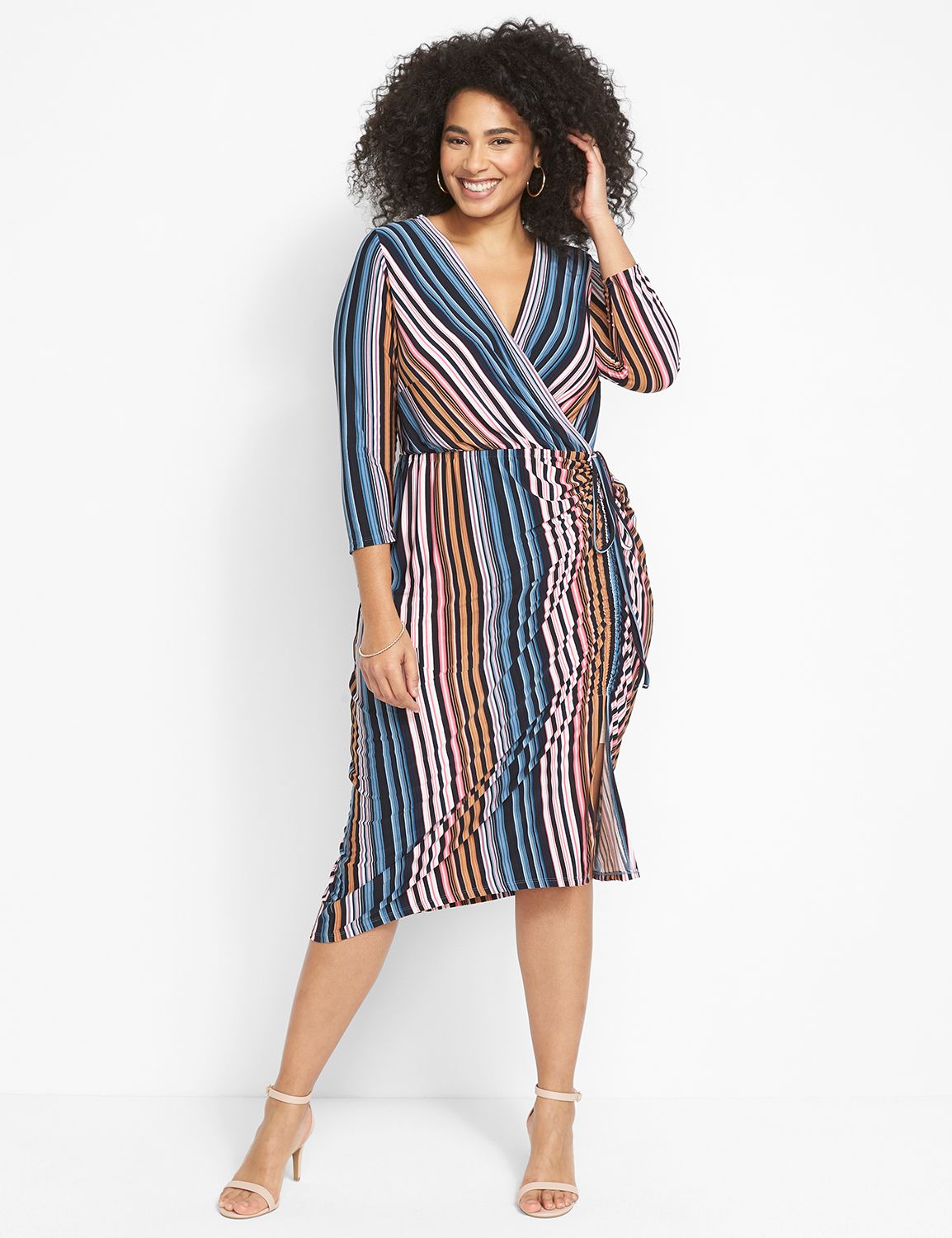 side ruched midi dress