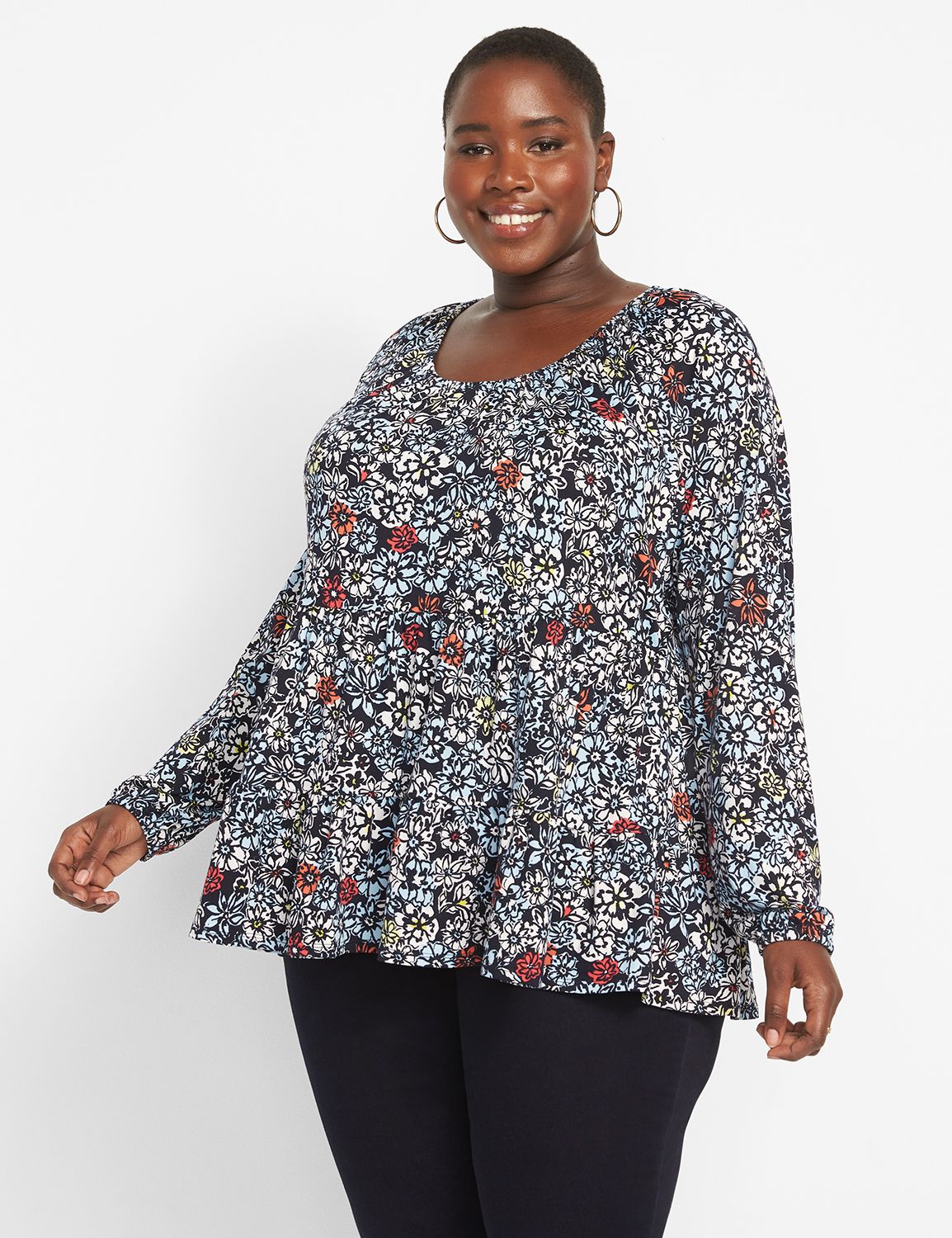 Long Blouson Sleeve Elasticated Sco Product Image 1
