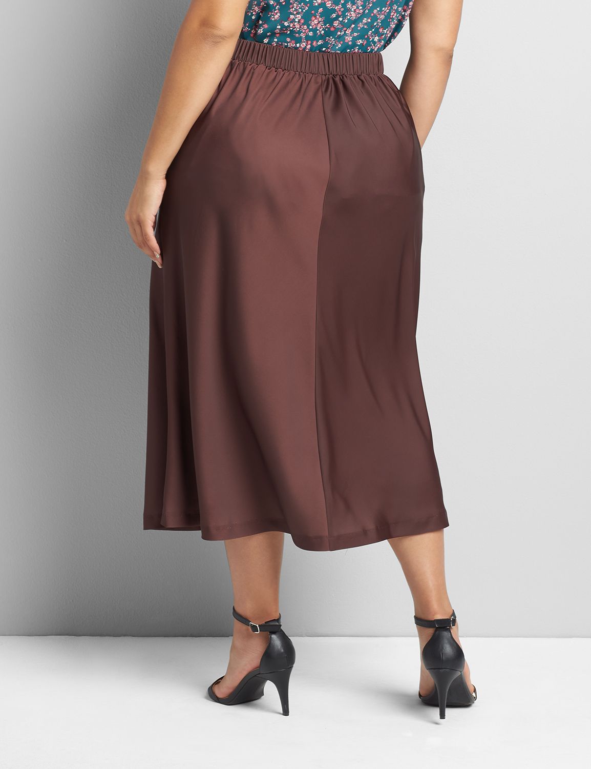 Satin Slip Skirt 1120196:PANTONE Bitter Chocolate:14 Product Image 2