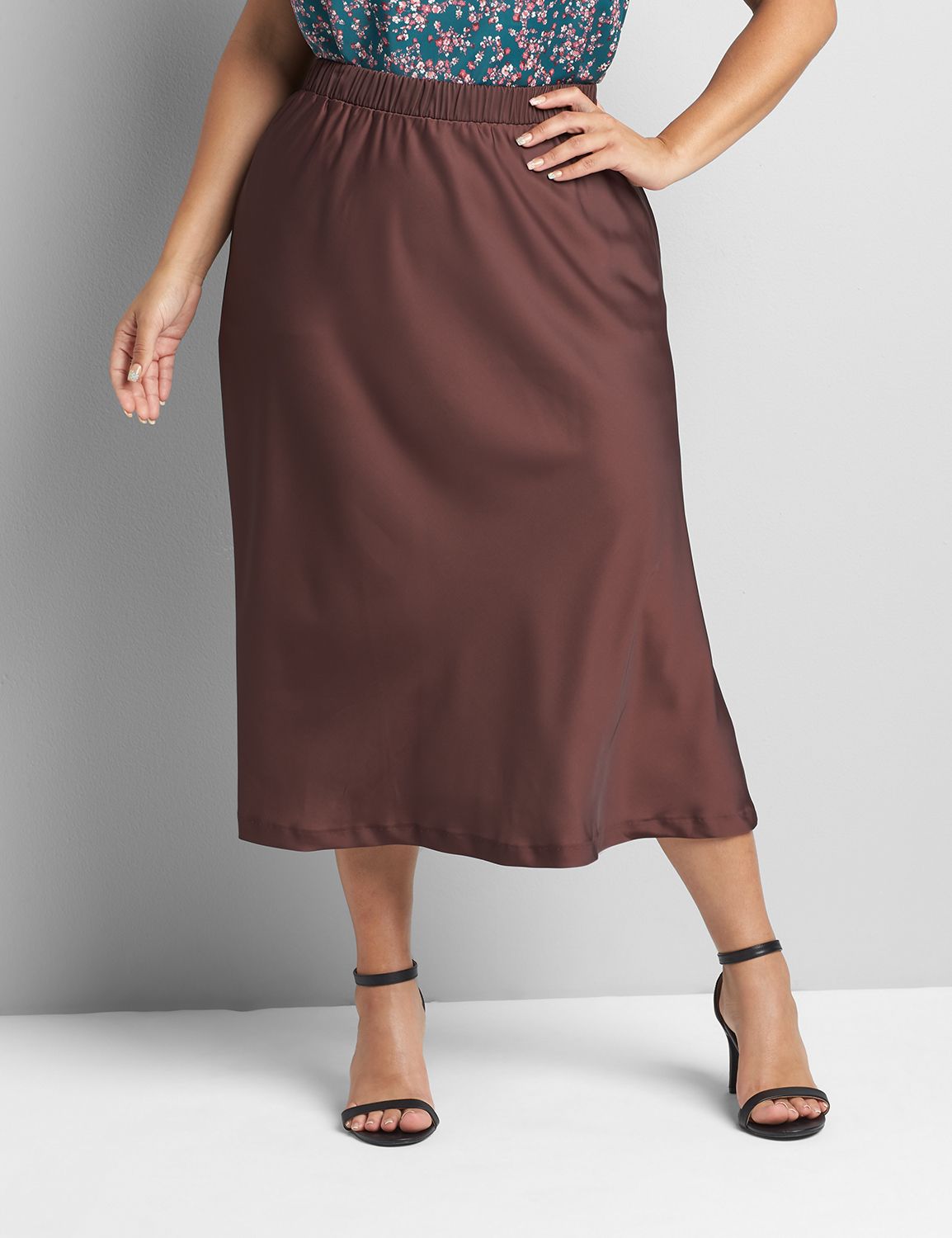 Satin Slip Skirt 1120196:PANTONE Bitter Chocolate:14 Product Image 3