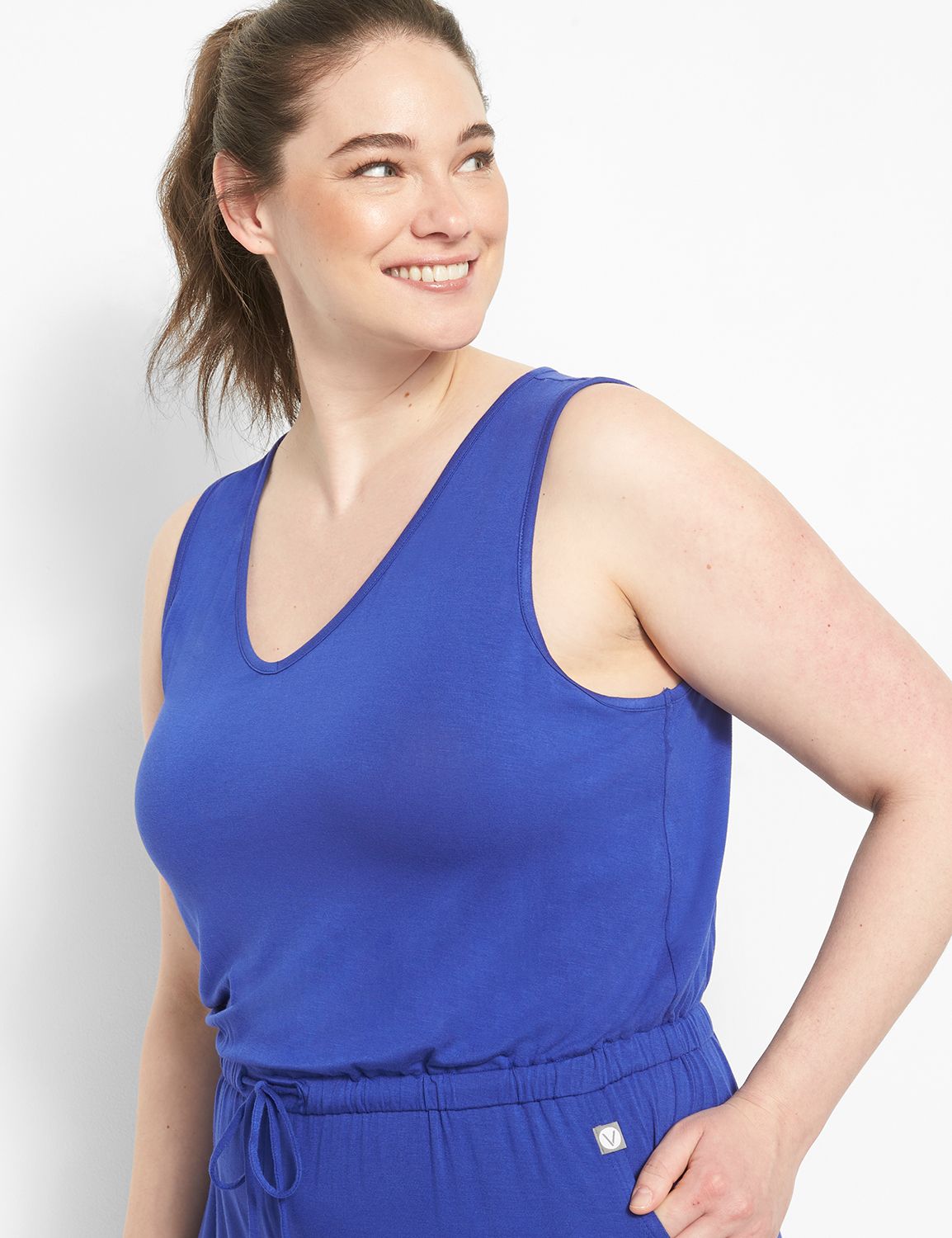 Sleeveless Surplice Neckline Wide L