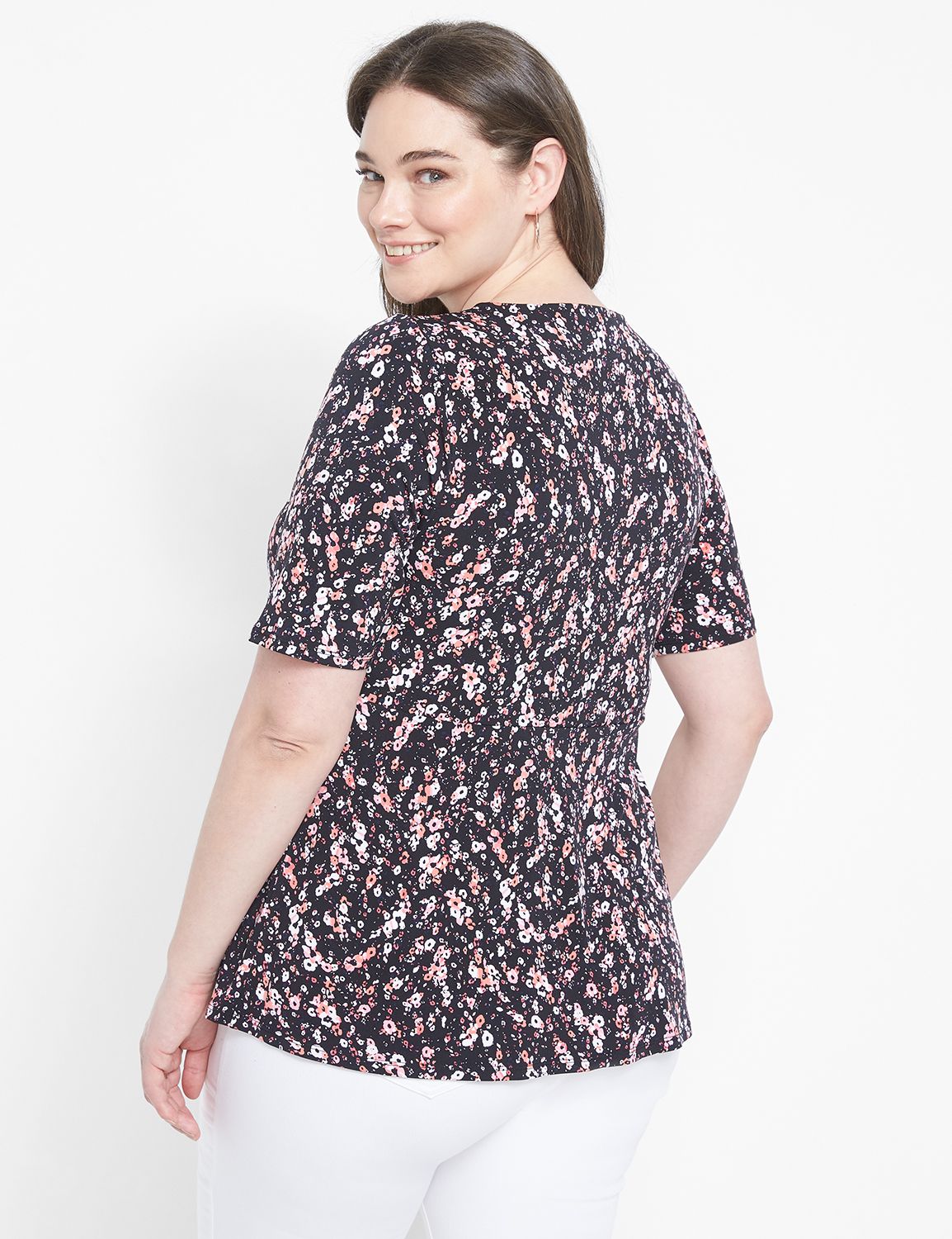 Cap Sleeve Ring Neck Peplum Knit To Product Image 2