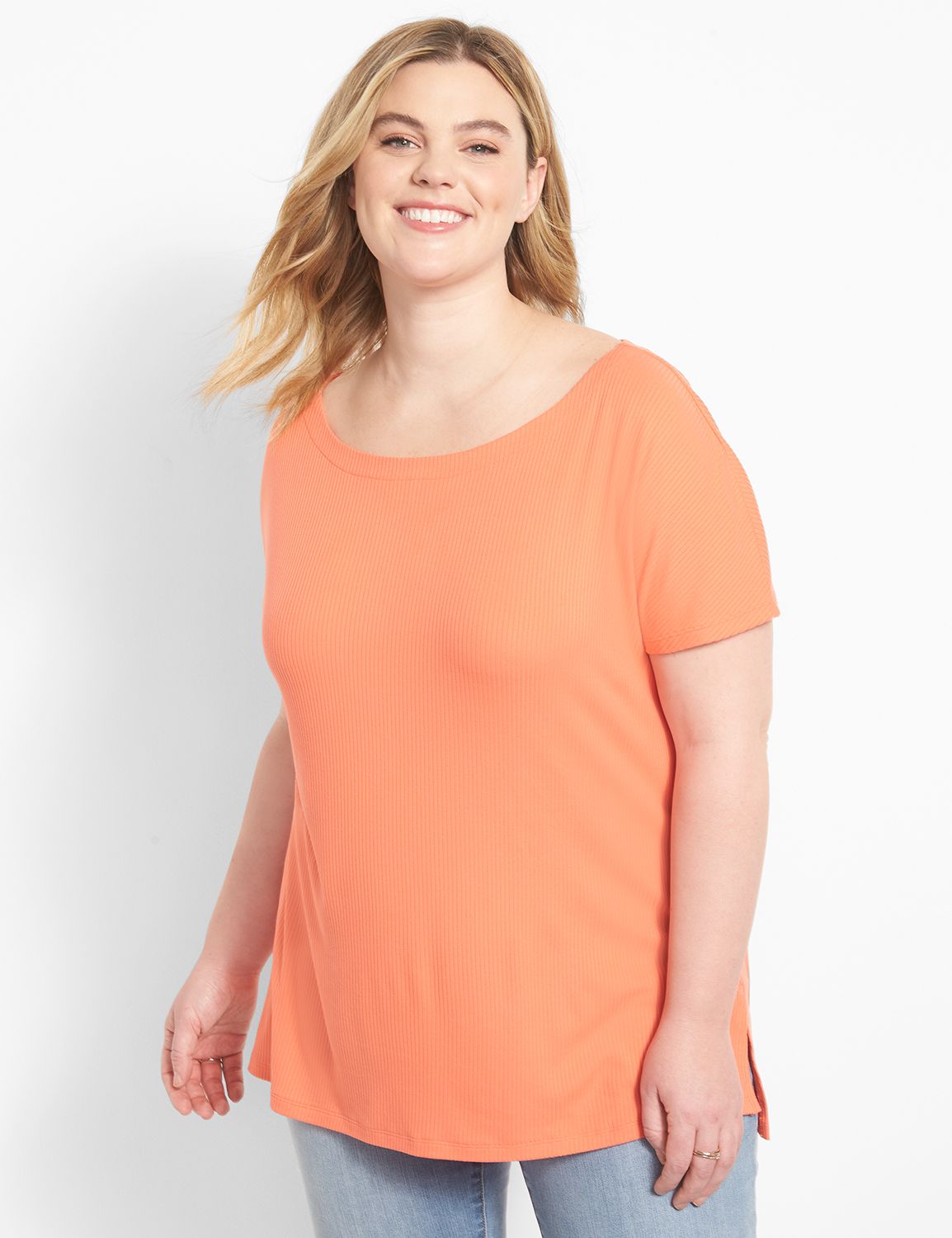 Short Dolman Sleeve Boat Neck Tunic