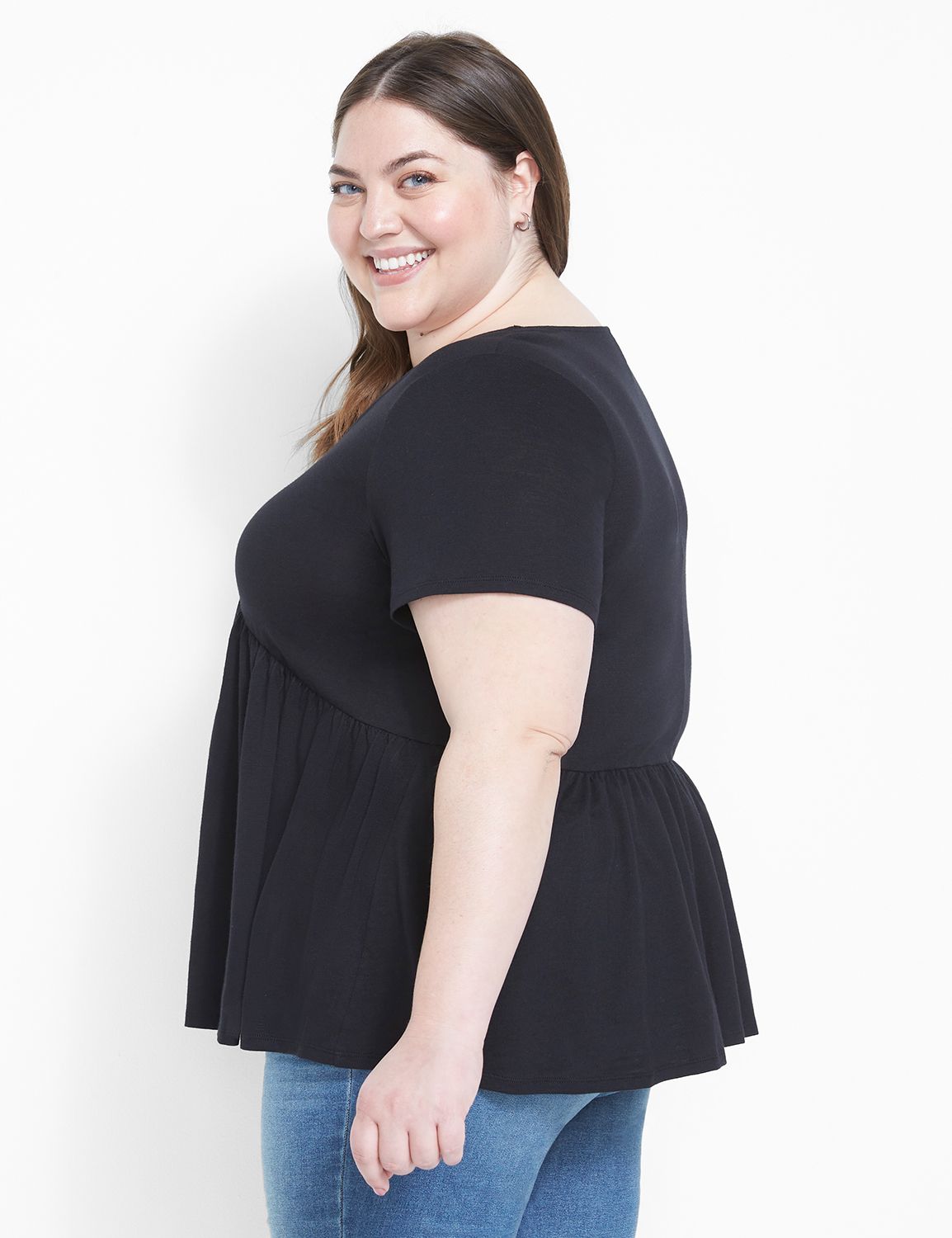 Short Sleeve Scoop Neck Babydoll Te Product Image 2