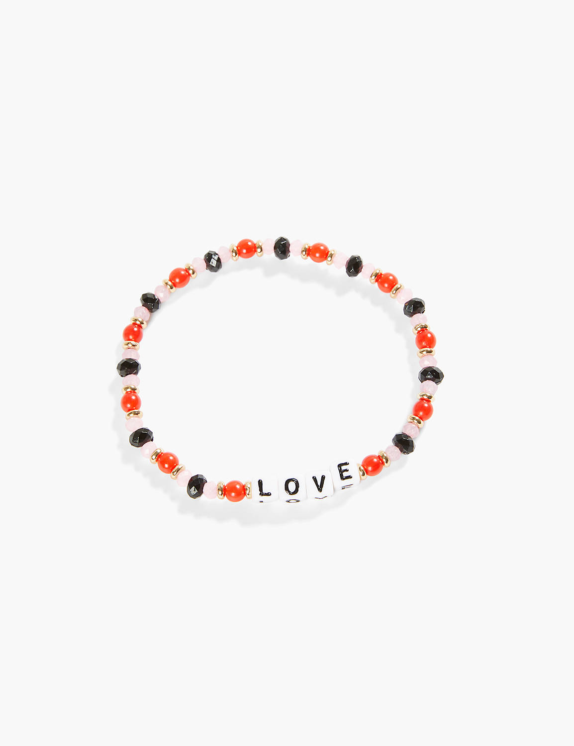 Love word stretch bracelet:PANTONE High Risk Red:ONESZ Product Image 1