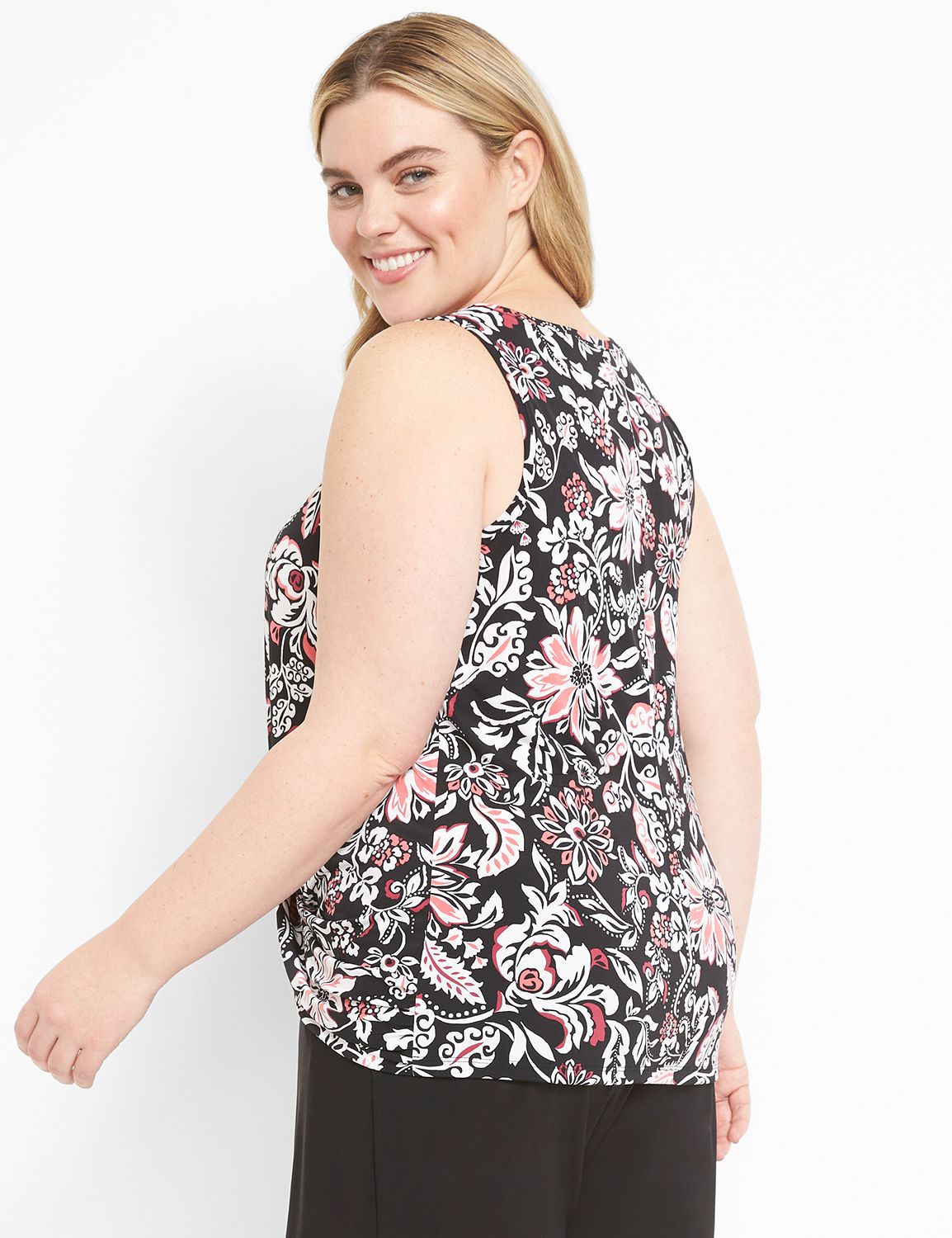 Sleeveless Crew Neck Twist Front Ta Product Image 2