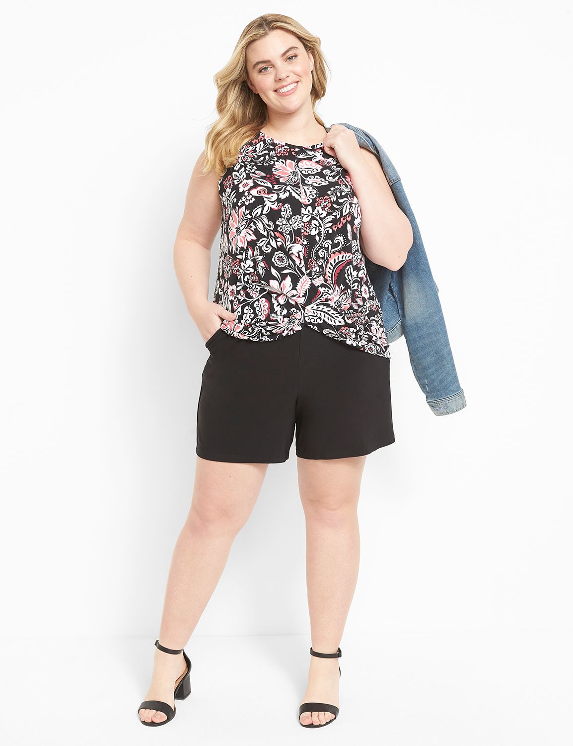 Sleeveless Crew Neck Twist Front Ta Product Image 3