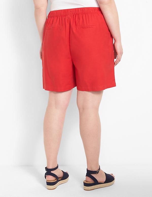 LANE BRYANT NEW Red Tie-Waist Large Pockets Linen Blend Shorts sz 26 26W 