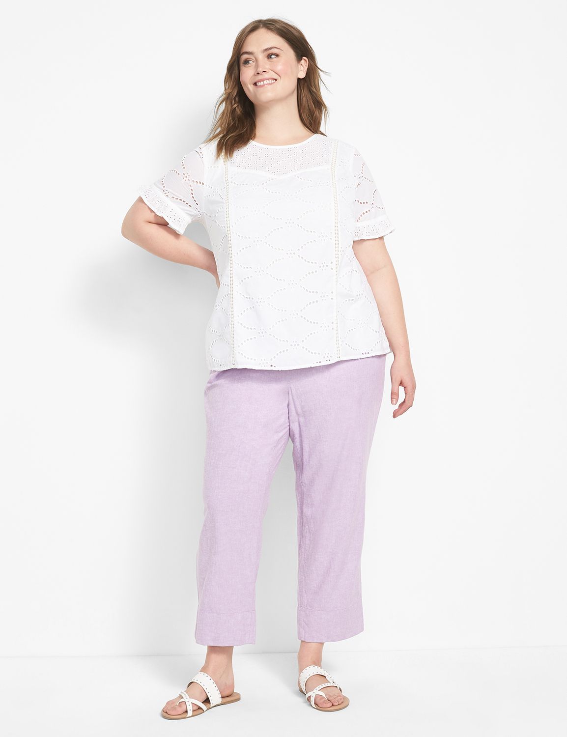 Lane bryant white hot sale linen pants