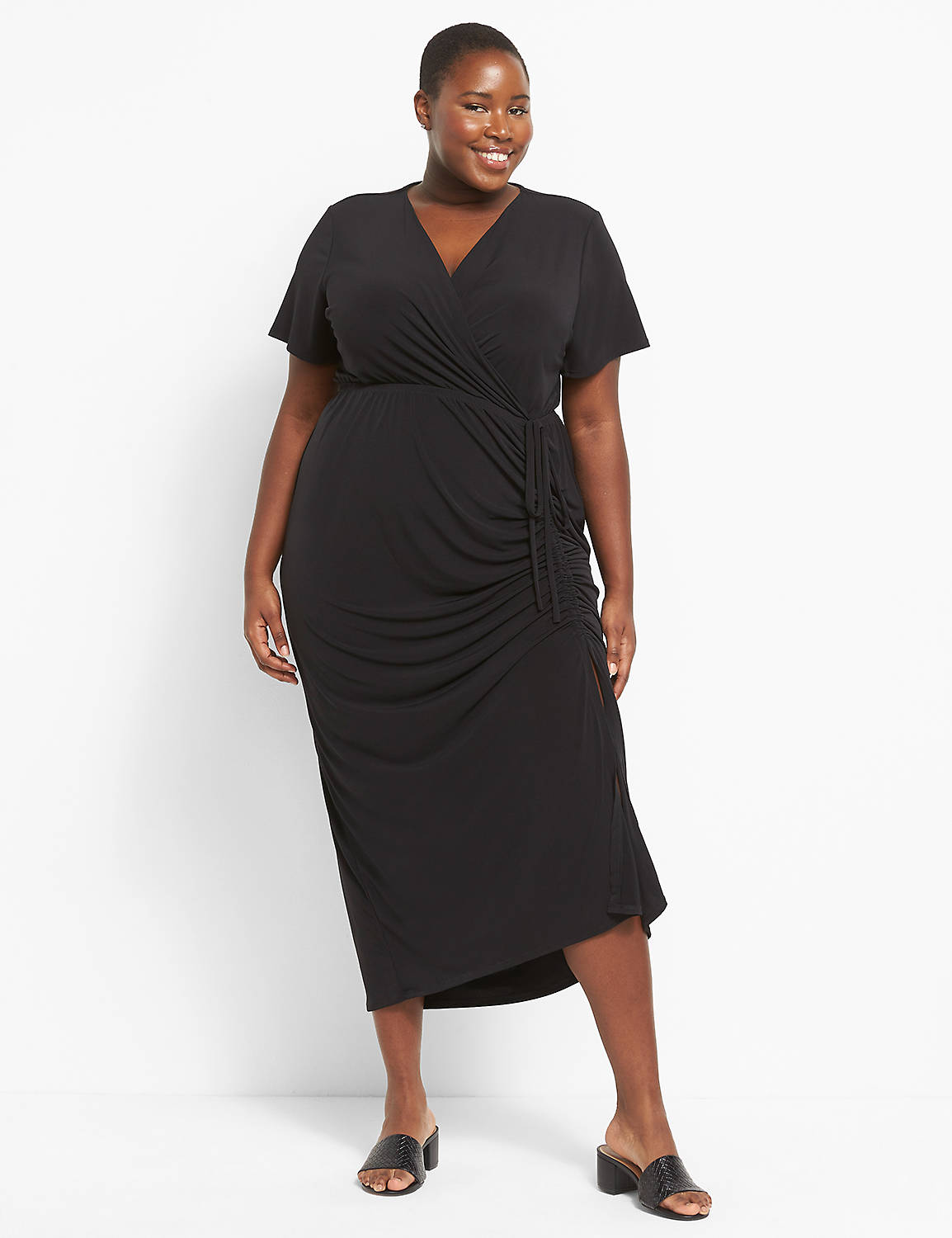 Short-Sleeve Side-Ruched Maxi Dress ...