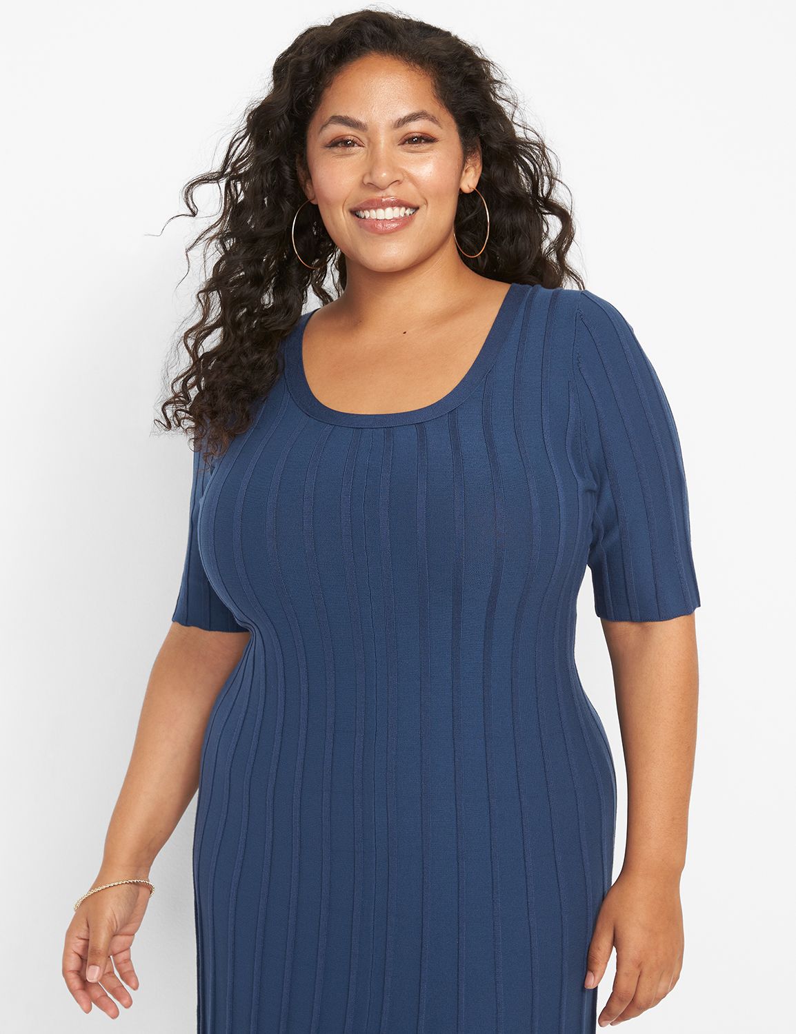 blue sweater dress plus size Hartford Sweater Dress ~ Blue Varsity Stripe Knit – Show Me Your Mumu main image 1