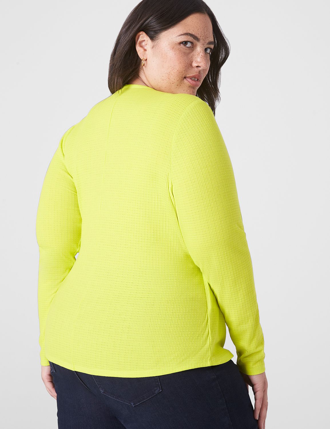 Long Sleeve V Neck Wrap In Waffle J | LaneBryant