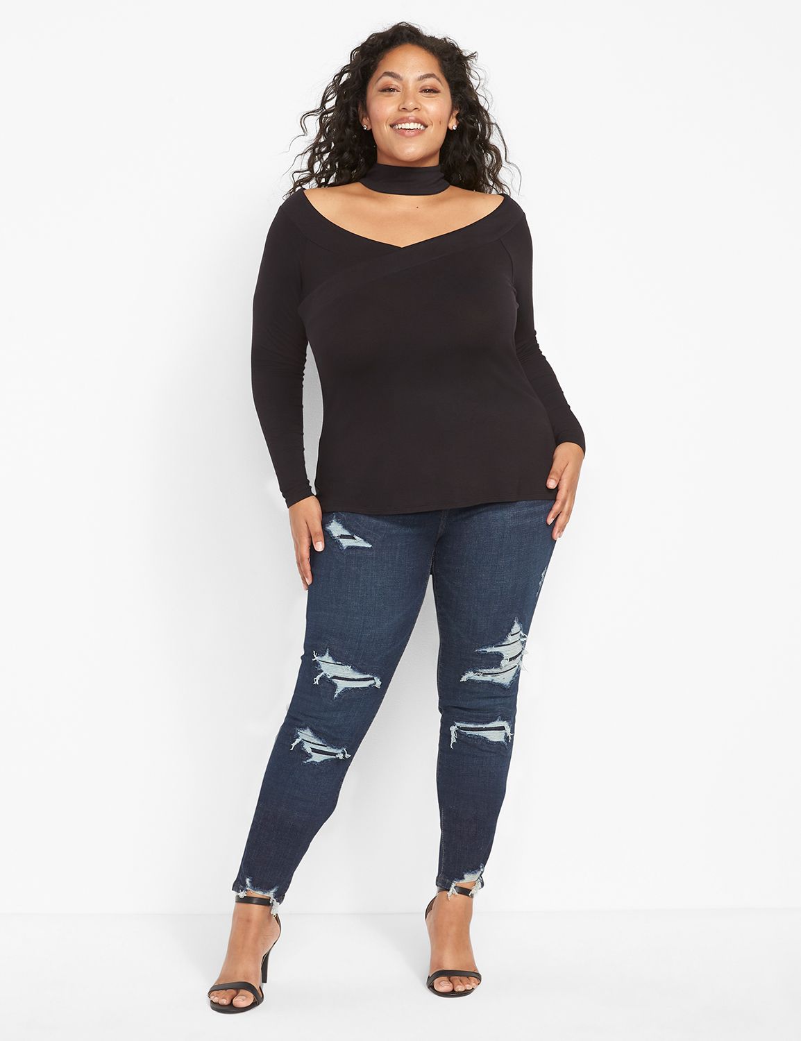 Long Sleeve Mock Neck With Off The Product Image 3