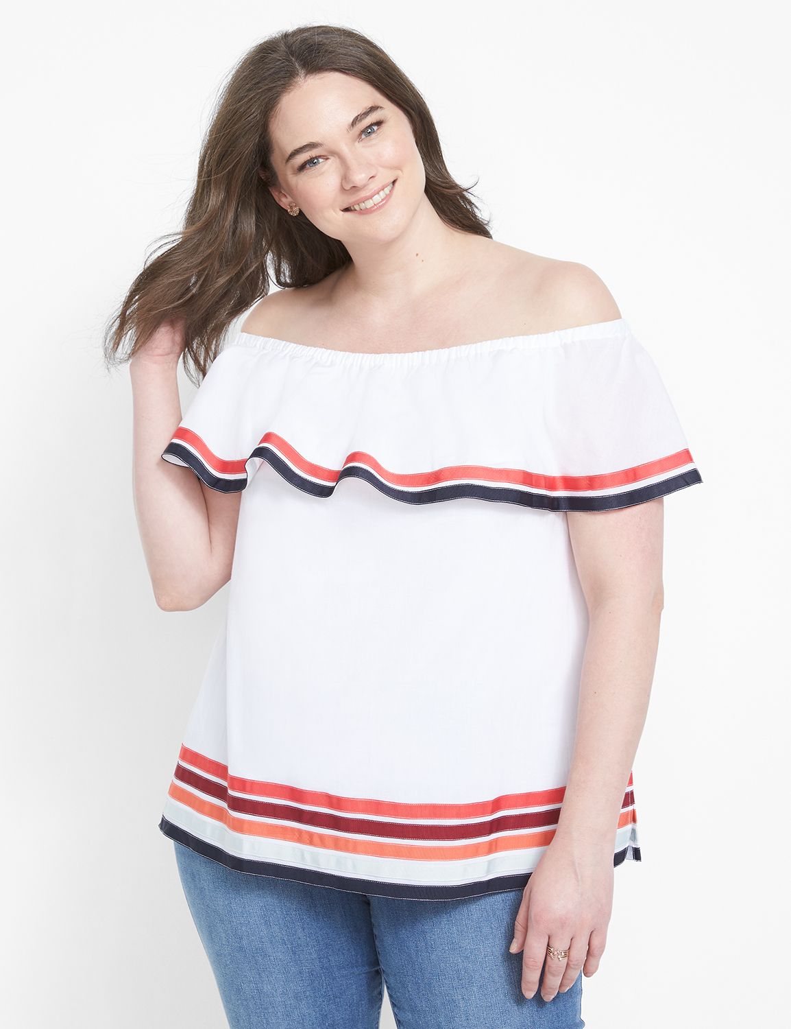 White off the shoulder plus 2024 size top