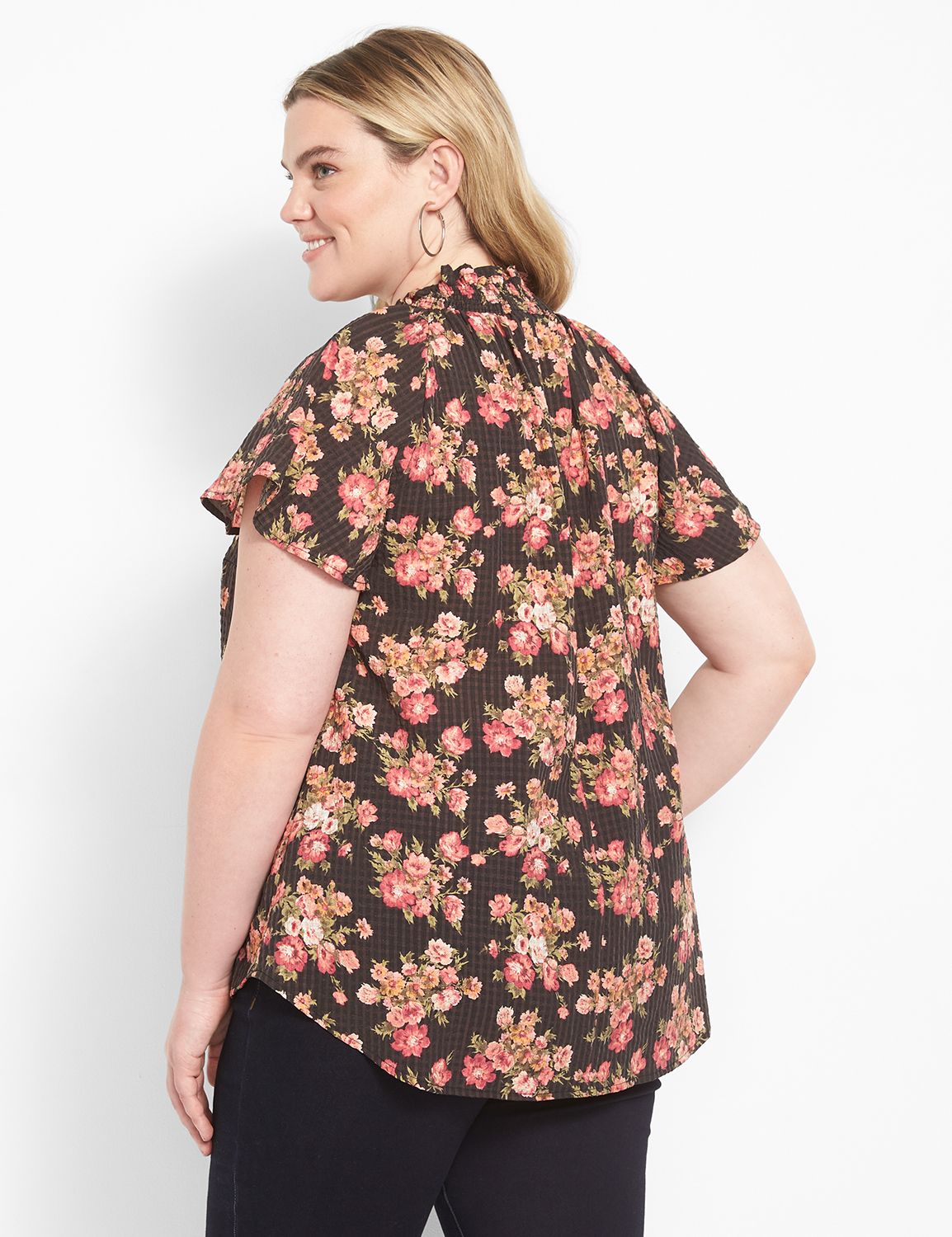 Short Sleeve Ribbed Split Neckline Top