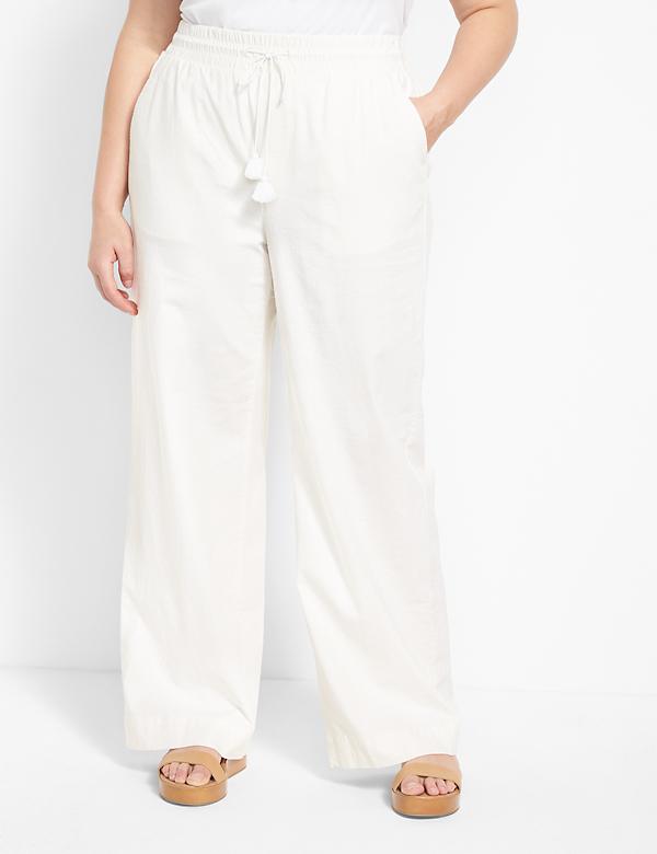 Details about   LANE BRYANT ~ NWT Plus 26 ~ Ivory Twill Moderately Curvy WIDE LEG TROUSER Pants