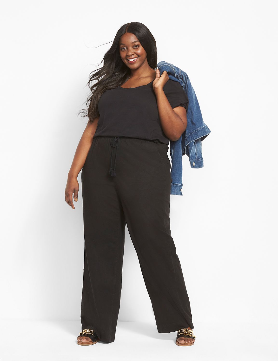 Lane Bryant Linen Pants Wide Leg High Rise, Plus Size 14/16 NWT