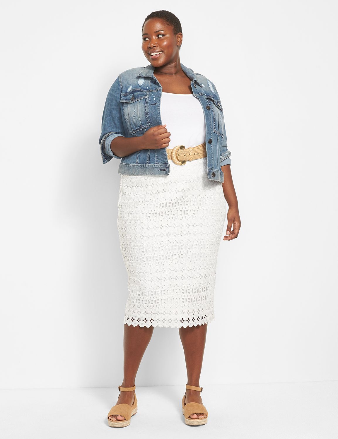 Plus size shop lace pencil skirt