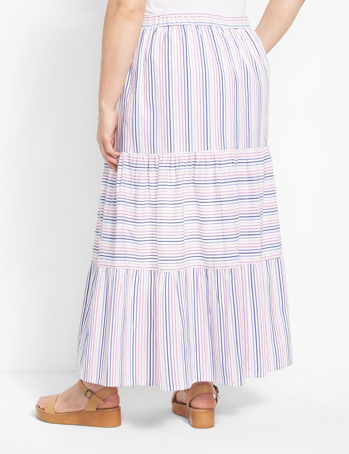 Stripe tiered shop maxi skirt