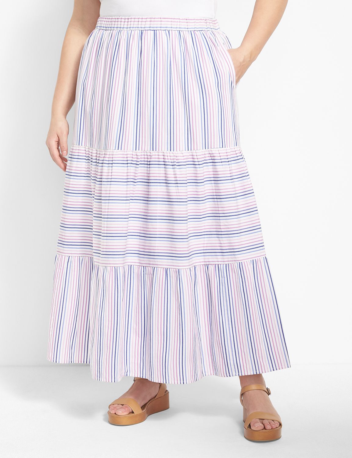 Striped shop tiered skirt