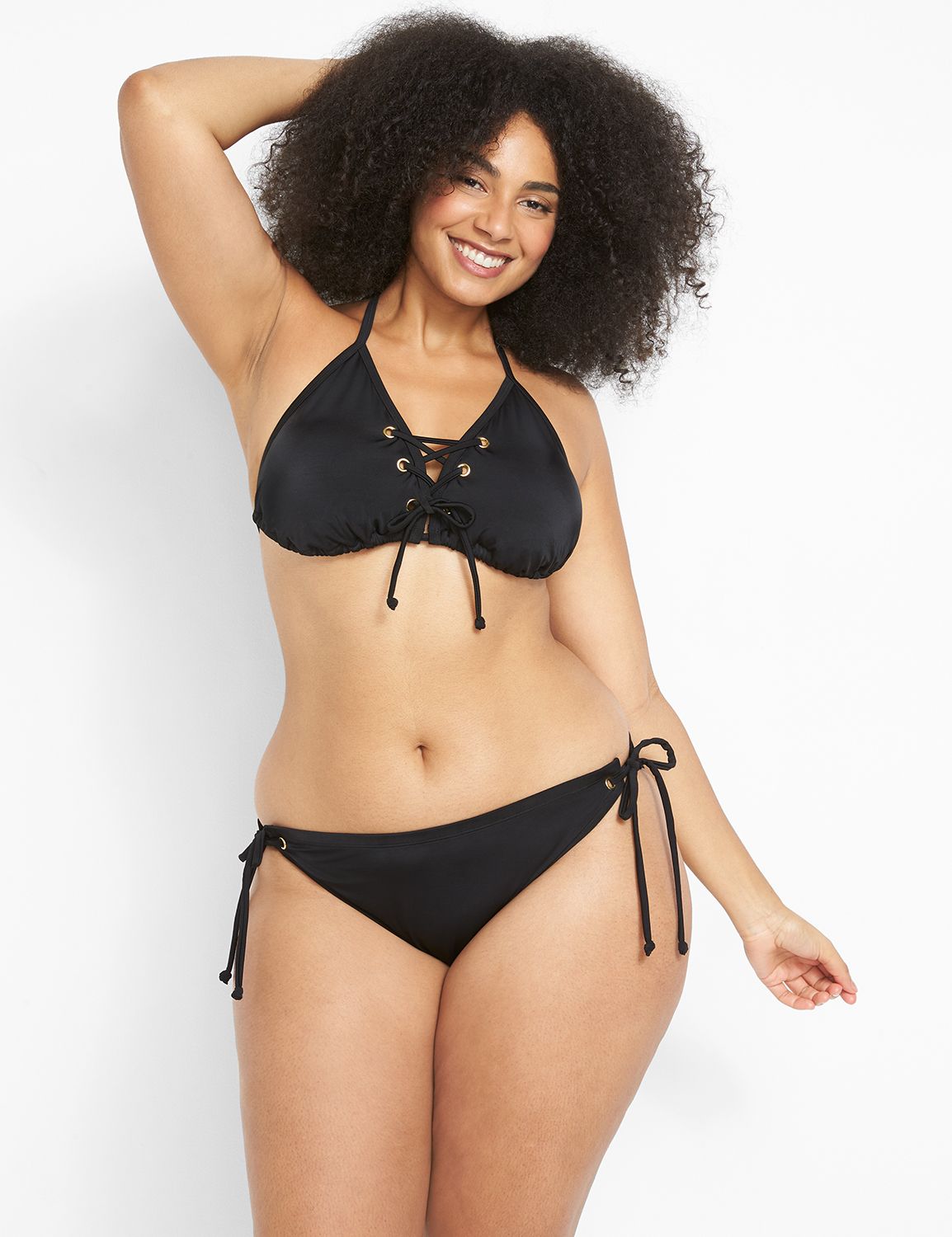 No-Wire Lace-Up String Swim Bikini Top