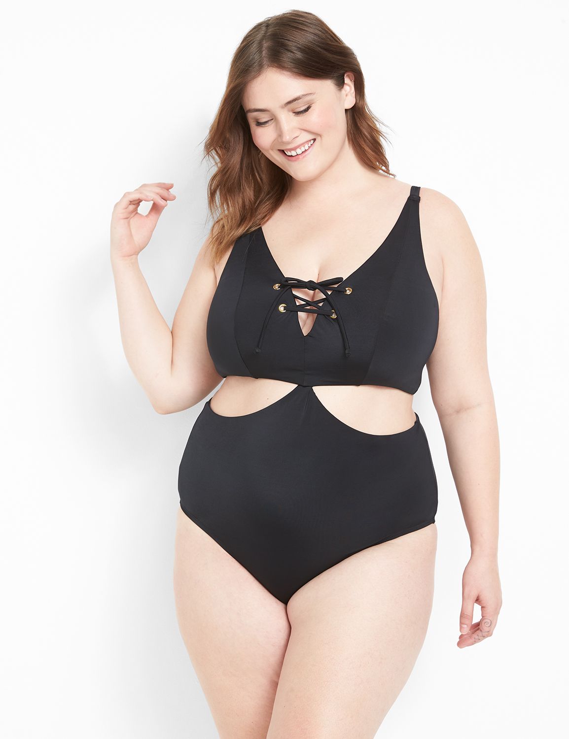 Spaced Rib Lace-Up One-Piece - CLEARANCE