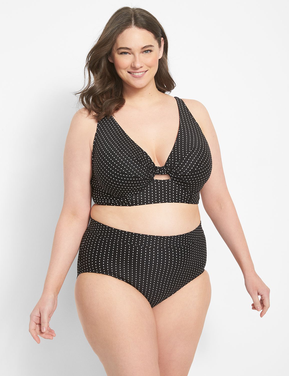 Seersucker High Leg Cheeky Swim Bottom LaneBryant