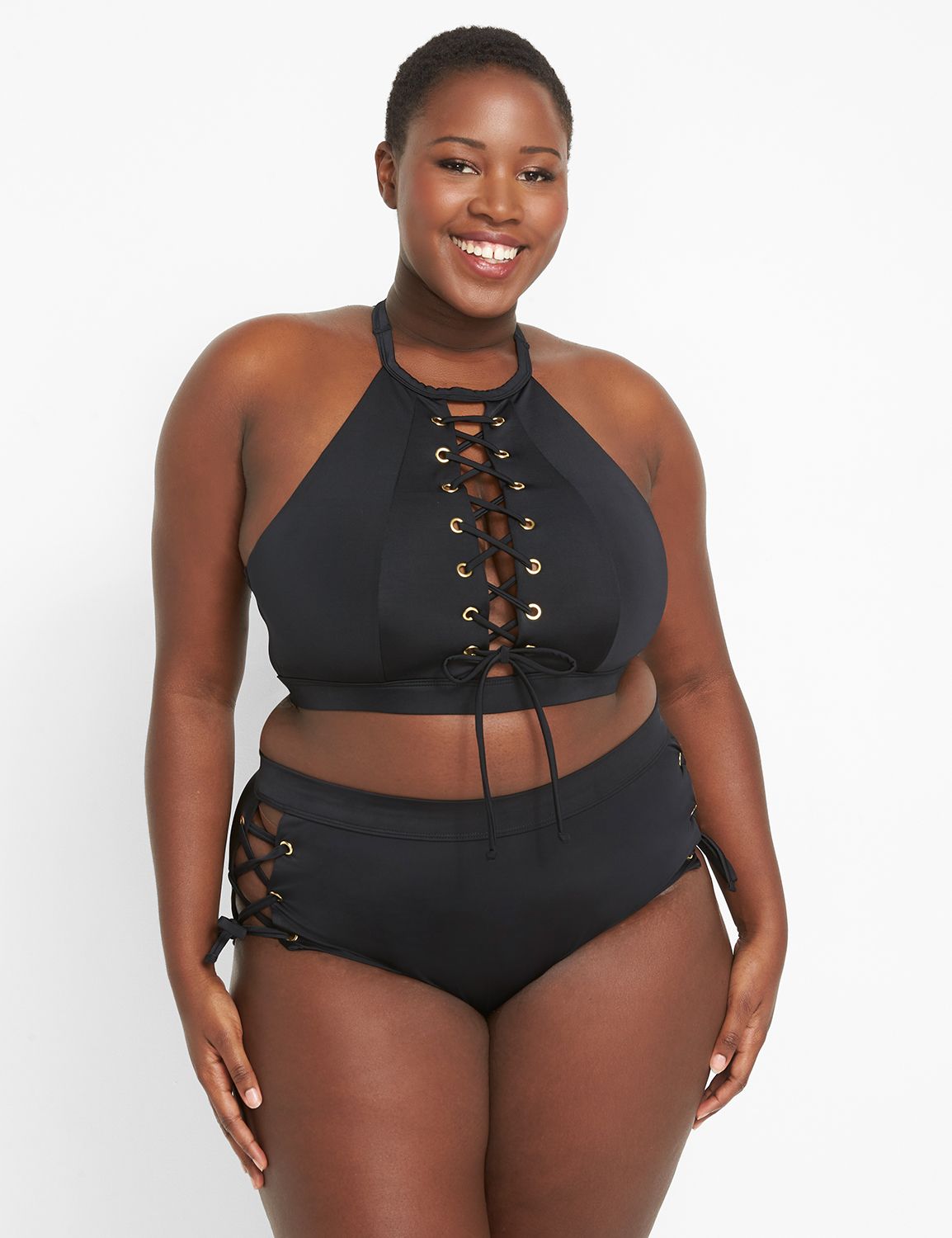 NEW LANE BRYANT CACIQUE CONTROL WEAR BLACK OPEN BUST THIGH SHAPER SZ 18/20