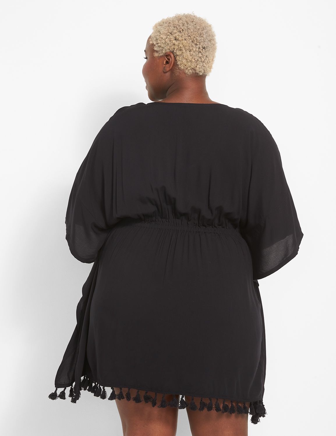 Woven Dolman CoverUp Tassel Trim LaneBryant
