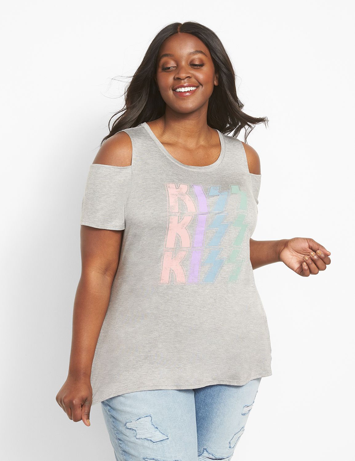 cold shoulder graphic tee