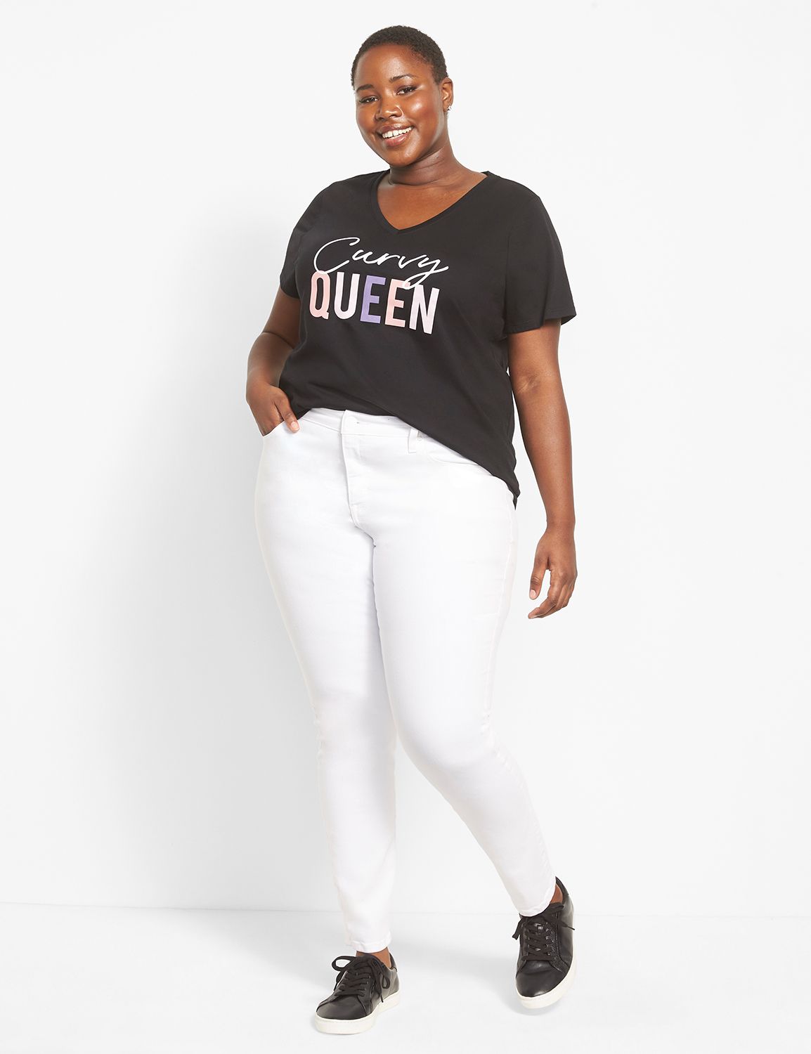 SS V-Neck Straight Hem Tee Graphic: Product Image 3