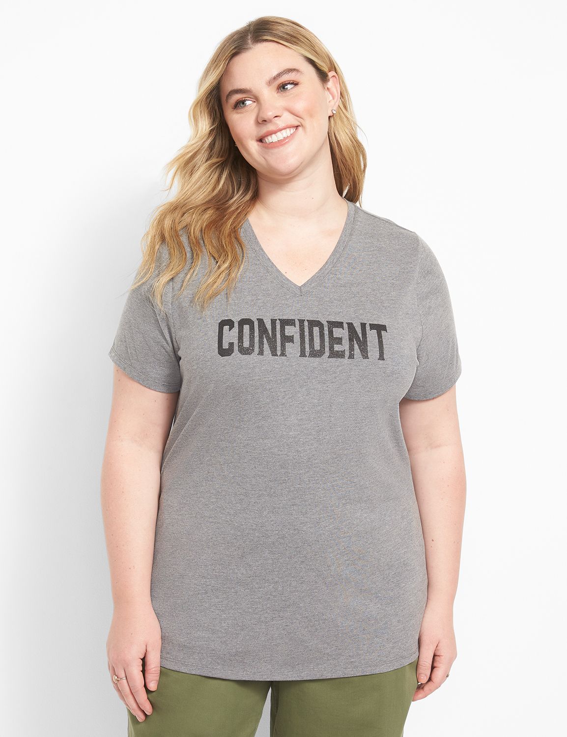 SS V-Neck Straight Hem Tee Graphic: | LaneBryant