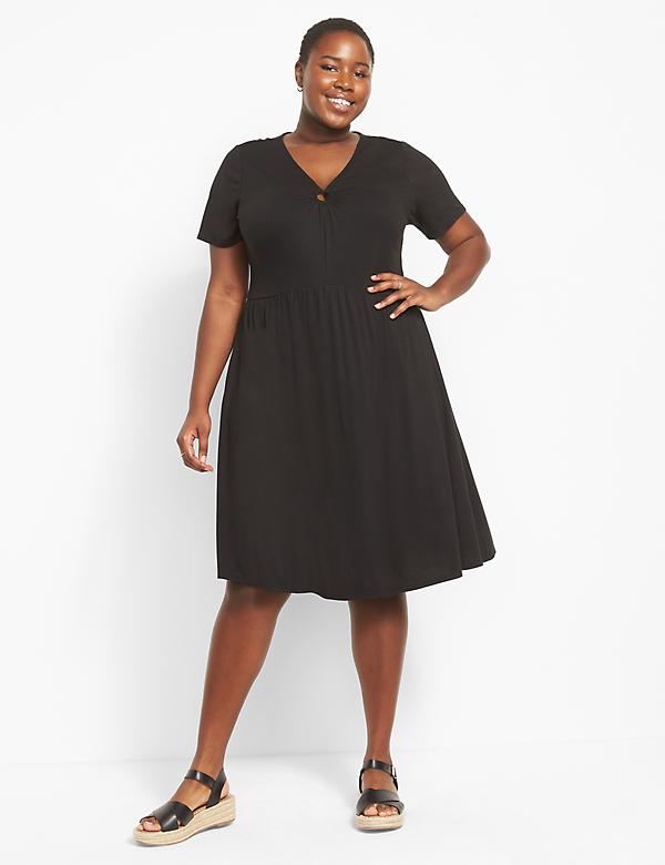 So Lovely Plus Size Fit & Flare Dress in Black S Size 16 