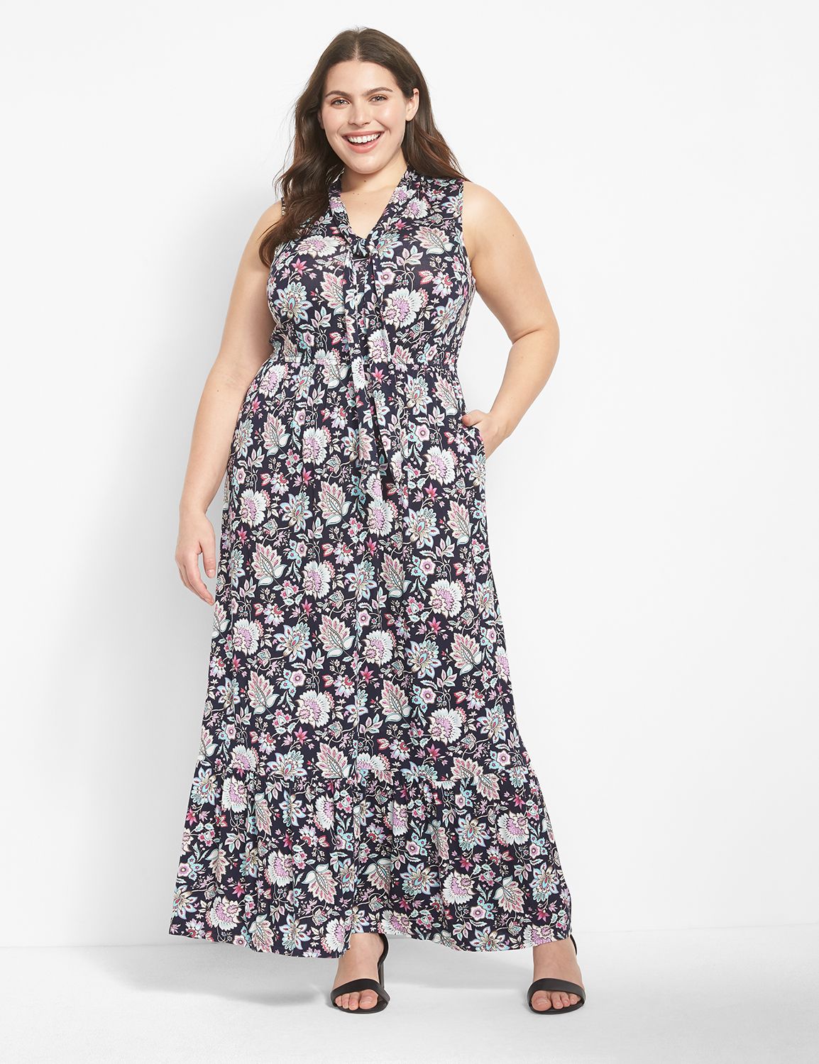Sleeveless Tie Neck Halter Maxi 112 Product Image 1