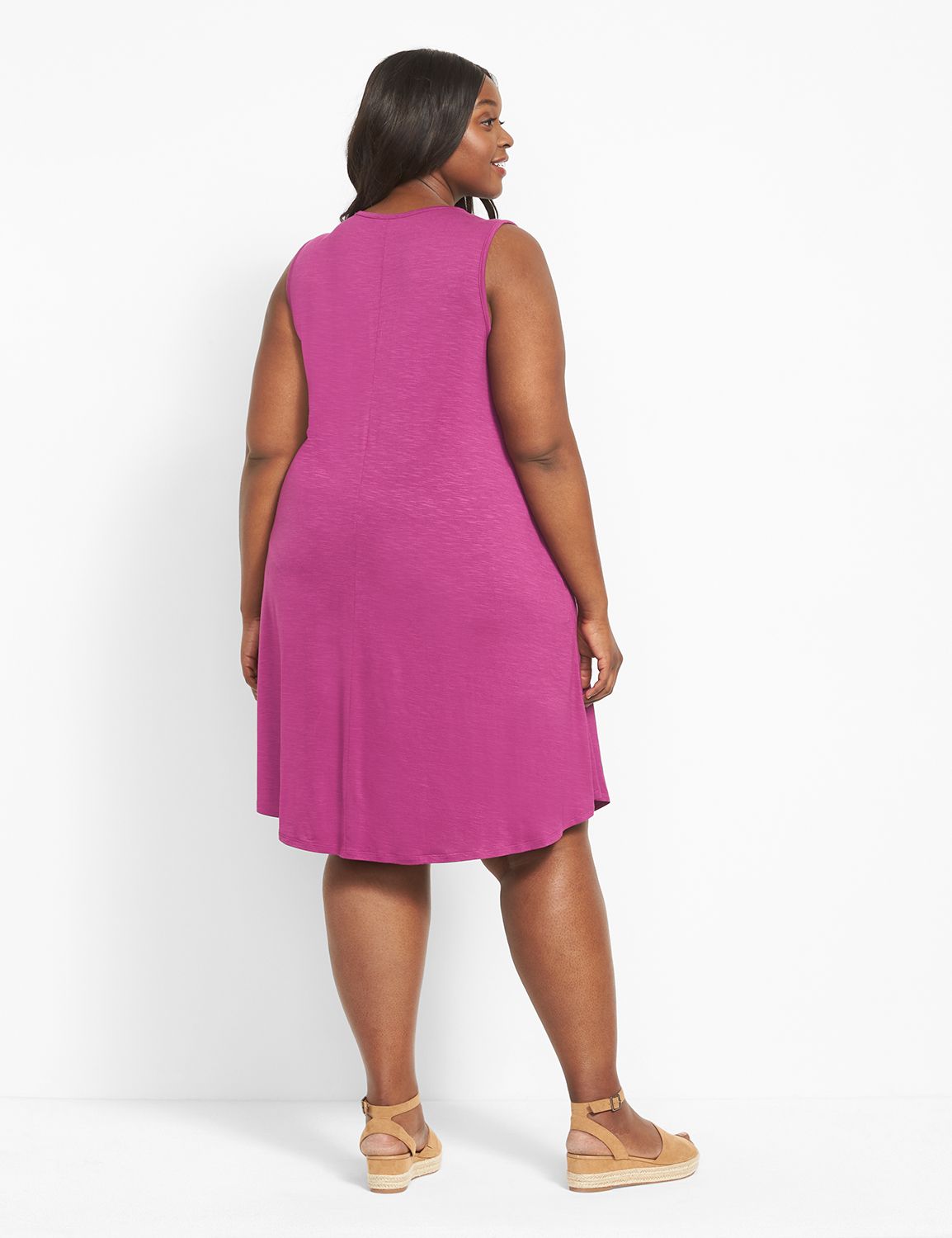 Sleeveless Smocked Neck Swing Dress LaneBryant