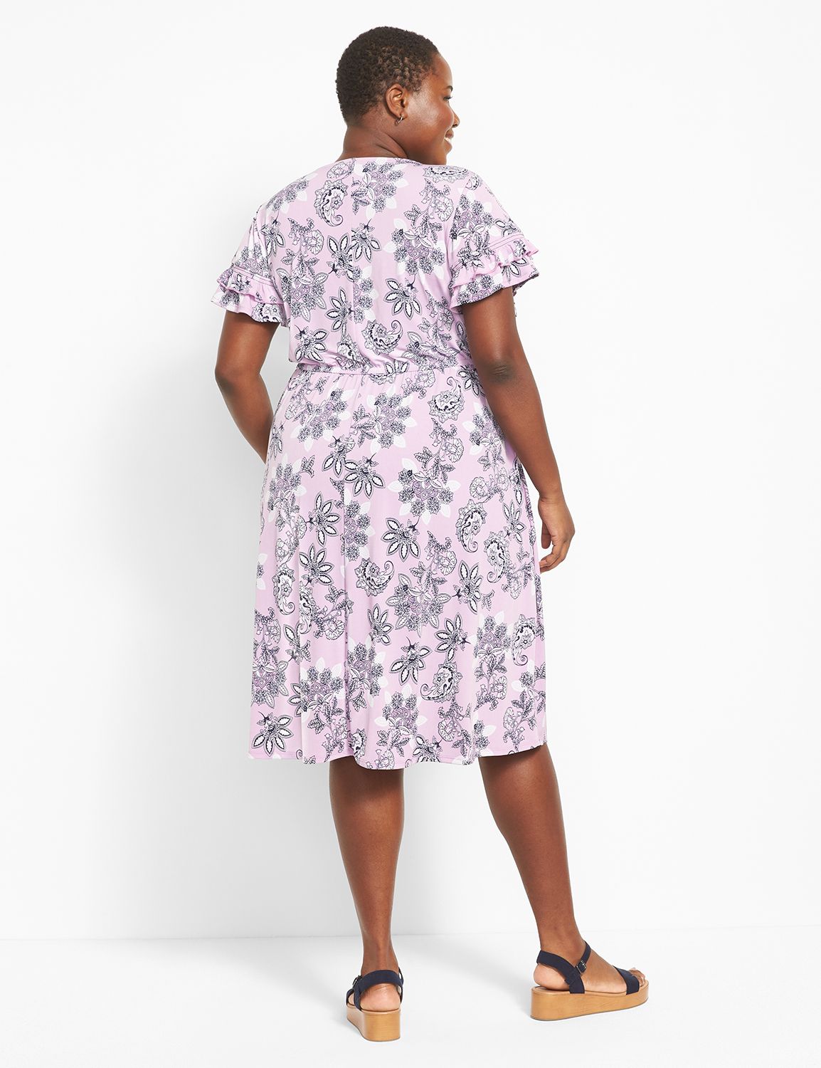 Short Flutter Sleeve V Neck Fit And Product Image 2