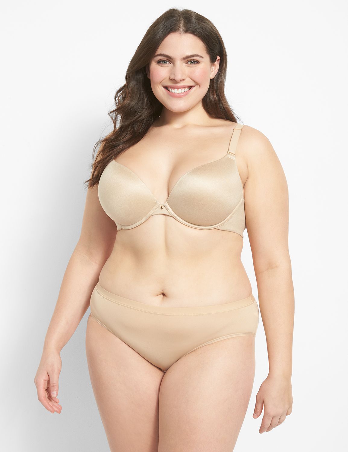 Lane Bryant Invisible Backsmoother Boost Plunge Bra 44C Cafe
