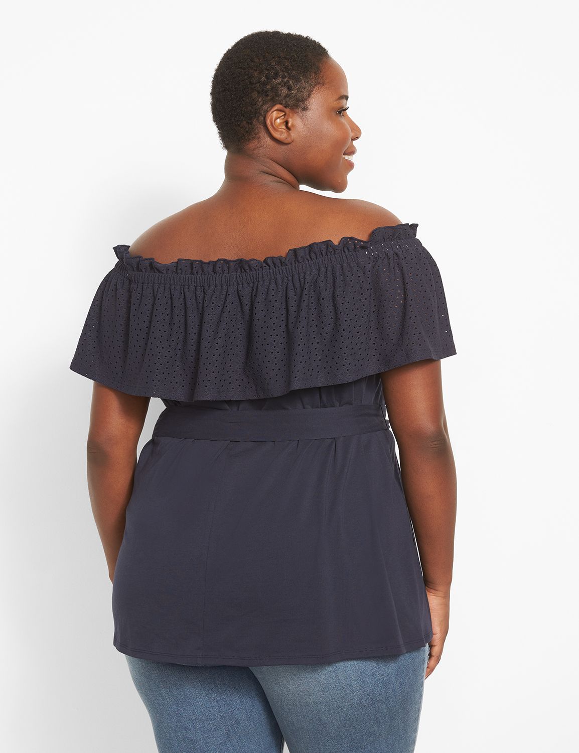 Relaxed Off The Shoulder Ruffle Tunic